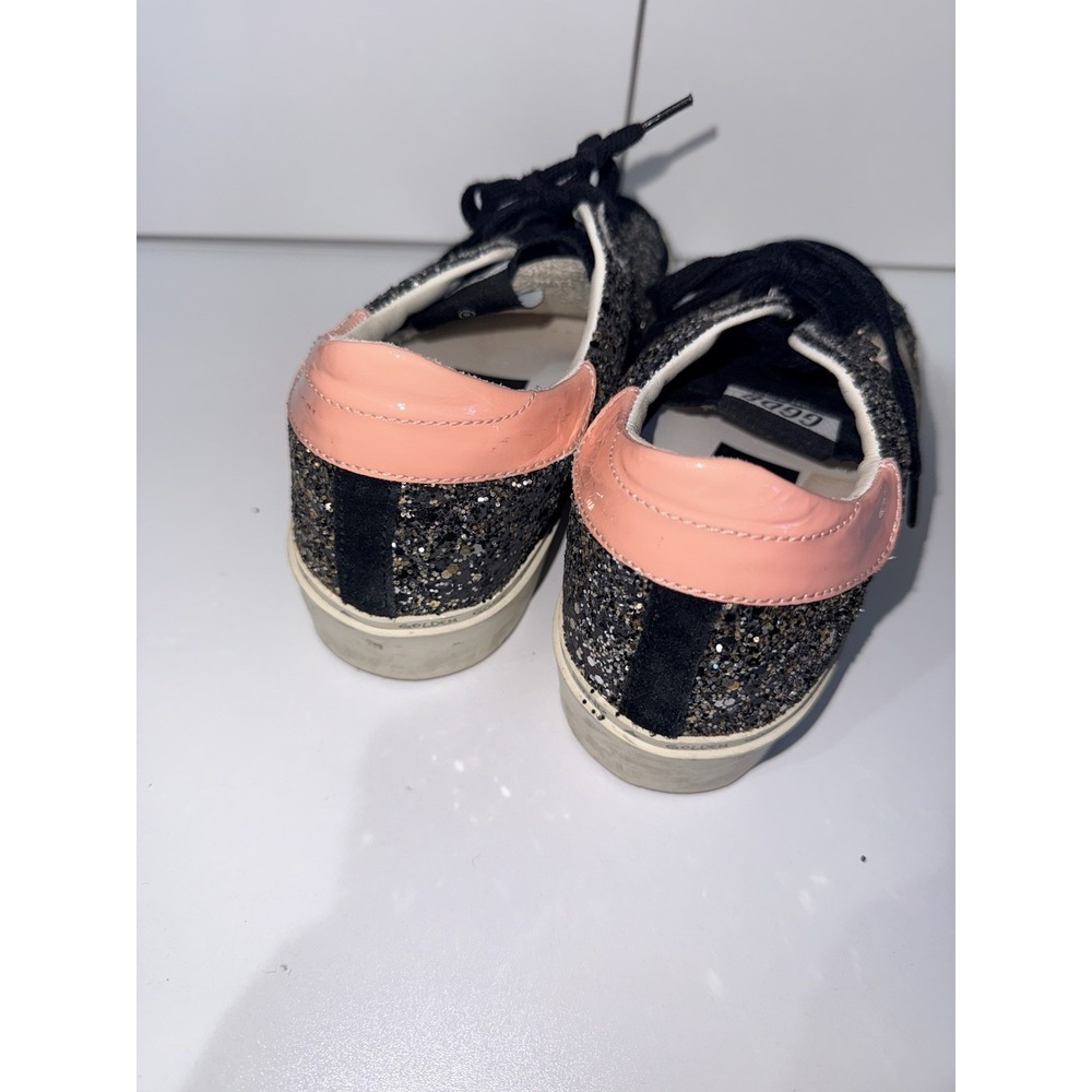 GOLDEN GOOSE Hi Star Glitter Star Black Pink Gold White Women's Sneakers Sz 38 - Picture 6 of 10